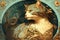 Cat kitten in Alphonse Mucha art nuveau style illustration generative ai