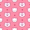 Cat and kitten faces vector seamless pattern. Child t shirt design