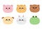Cat kitten kitty, bear, dog puppy, rabbit bunny hare, pig, frog face icon set. Kawaii animal. Cute cartoon character. Funny baby.