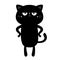 Cat kitten kitty standing. Black silhouette icon. Cute kawaii cartoon sad funny character. Happy Valentines Day. Baby greeting