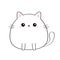 Cat kitty face head body. Kawaii animal. Cute cartoon kitten character. Black contour silhouette. Doodle linear sketch. Pink
