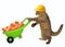 Cat laborer with wheelbarrow of bricks