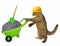 Cat laborer with wheelbarrow of gravel