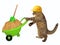 Cat laborer with wheelbarrow of sand