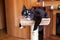 Cat laying on the scratching post