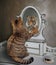 Cat looks in mirror 3