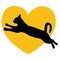 Cat love heart yellow logo