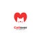 Cat lover logo with cat silhouette inside amour icon symbol simple vector