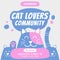 cat lovers community gathering annual event invitation flyer banner promotion ads illustration with cute doodle cartoon of cats in