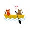 Cat lovers ride in boat. Lover of sailing. Pet Romantic date. Ca