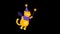 Cat Magician Walking and Flying Waving Magic Wand. Character Animation.