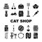 Cat Market Accessory Collection Icons Set Vector