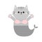 Cat mermaid fish tail Swimsuit brassiere top bra. Kitten hugging. Open hand pink paw print. Kitty reaching for a hug. Funny Kawaii