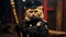 cat in military\\\'s uniform holding a stick generated by AI tool