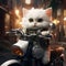 A cat on a motorcycle