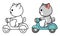 Cat with motorcycle coloring page for kids