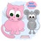 Cat and mouse. best friends. cartoon vector illustration.