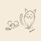 Cat and mouse. Doodle. Vector illustration
