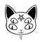 Cat with multiple eyes and a pentagram on its head