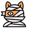 Cat mummy avatar, Halloween costume vector icon