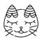 Cat muzzle, black line illustration