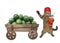 Cat near cart with watermelons 2