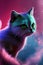 Cat neon fantasy abstract background ai generative art