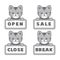 Cat Open and closed board vector signs