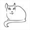 Cat outline, black on white background. Vector illustration.