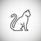 Cat outline Vector Icon design. Linear feline symbol for web. Sitting kitty modern illustration for sign or logo