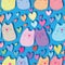 Cat pair love colorful seamless pattern