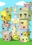 Cat paradise and utopia. city â€‹â€‹of cats made of boxes