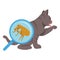 Cat with parasites cartoon flat illustration