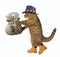 Cat patriot with a sack of money