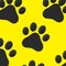 Cat paws background pattern yellow black abstract