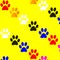 Cat paws colorful abstract texture yellow background decorative element cute