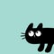 Cat peeking around the corner. Black silhouette. Kitten head face looking up. Cute kawaii cartoon baby pet. Happy Halloween.
