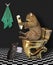 Cat with phone on gold toilet 2