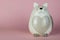 Cat piggy bank on a pink background
