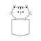 Cat in the pocket. Doodle contour linear sketch. Cute cartoon animals. Kitten kitty character. Dash line. Pet animal. White and bl