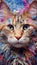 Cat portrait, colorful paint. Beautiful illustration picture. Generative AI