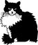 Cat. Portrait of a fluffy cat. Black and white image. Icon. Vector graphics.