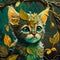 Cat Portrait in the Mysterious Jungle Masterpiece Oil Painting of a Cute Kitten magical forest kitty painting innocent kittycat