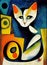 Cat portrait in style of Expressionism painting. Generative AI