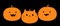 Cat pumpkin set. Happy Halloween. Funny creepy smiling face. Cute cartoon kawaii baby character. Kitten kitty eyes, ears. Greeting