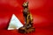The cat and the pyramids symbol of ancient Egypt