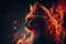 Cat red flaming dragon.generative ai