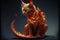 Cat red flaming dragon illustration generative ai