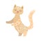 Cat Relaxed Cartoon Pet Animal With Closed Eyes Decorated With Boho Hipster Style Floral Motives And Patterns