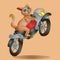 Cat Rider Cartoon Character Vector Illustration